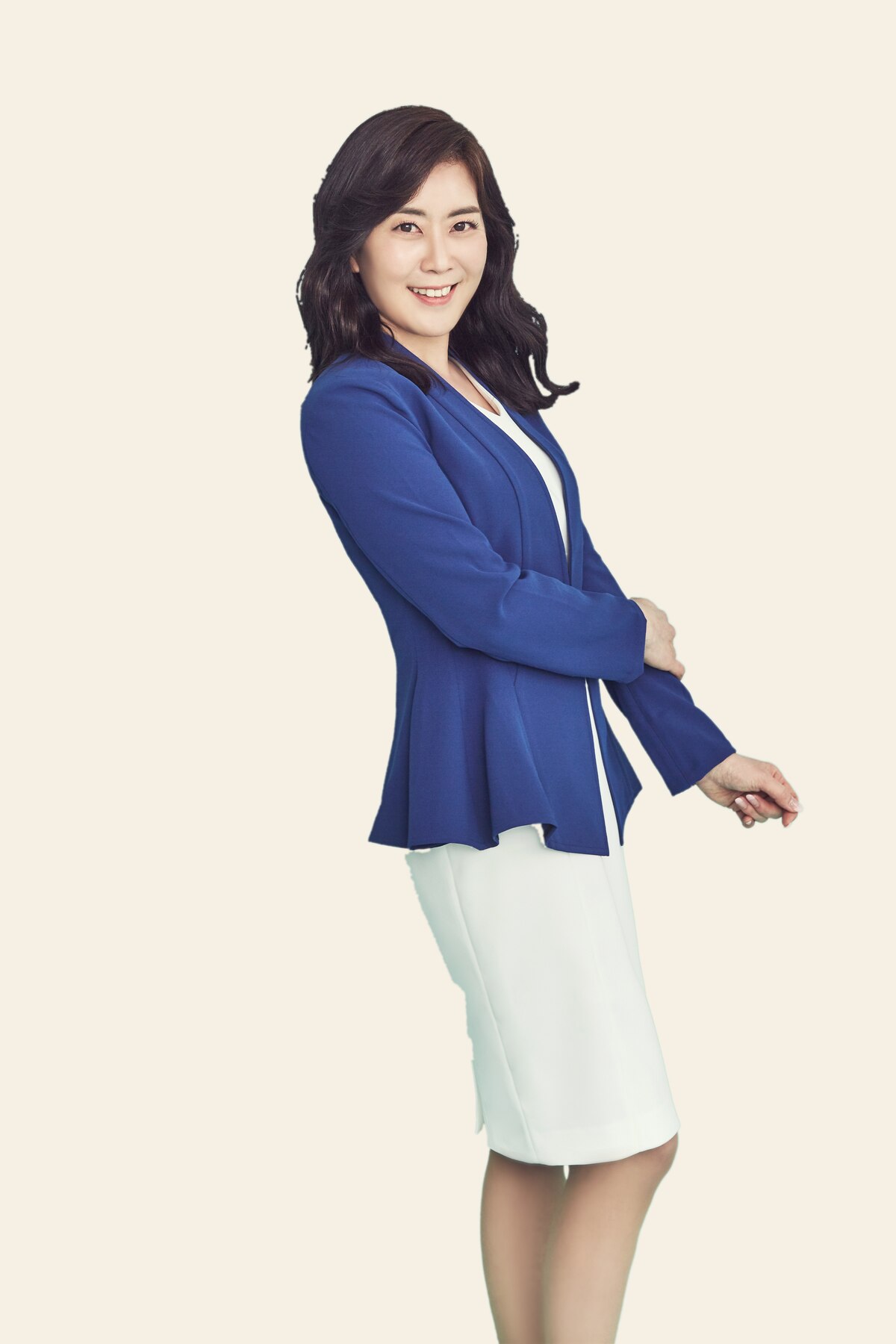 Jamie (Hee Jung) Lee, professional portrait, wearing a navy blazer